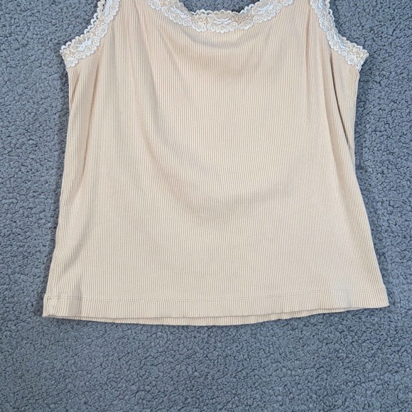 Chico's Top Womens 0 Camisole Lace Sleeves Strap Scoop Neck Ribbed Knit Solid - Picture 5 of 11